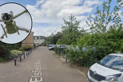 Drone shows Oxford mast blaze remains in Arson case 2026