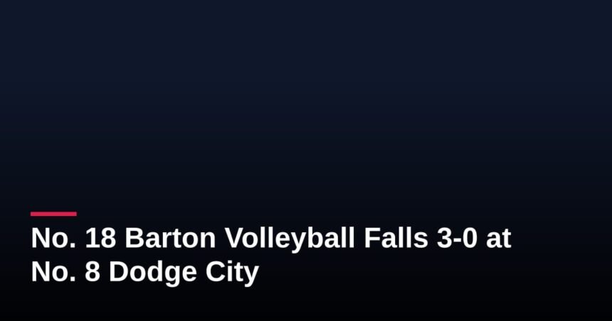 No. 18 Barton Volleyball Falls 3-0 at No. 8 Dodge City